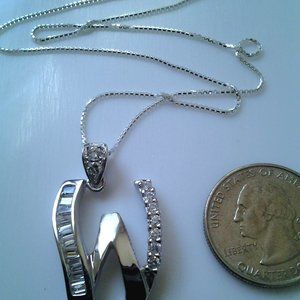 CZ 925 SILVER INITIAL W NECKLACE